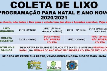 PROGRAMAÇÃO DE COLETA DE LIXO PARA NATAL E ANO NOVO