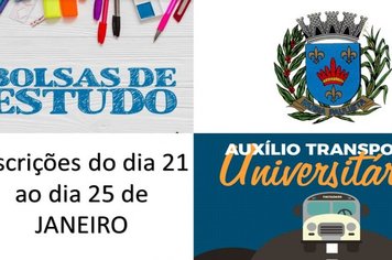 INÍCIO DE INSCRIÇÃO PARA BOLSA DE ESTUDO E AUXÍLIO TRANSPORTE