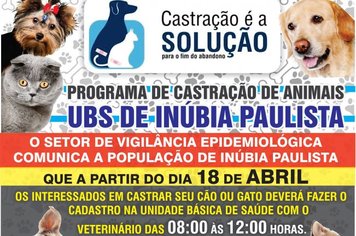 INÚBIA PTA TERÁ INÍCIO DE PROGRAMA DE CASTRAÇÃO